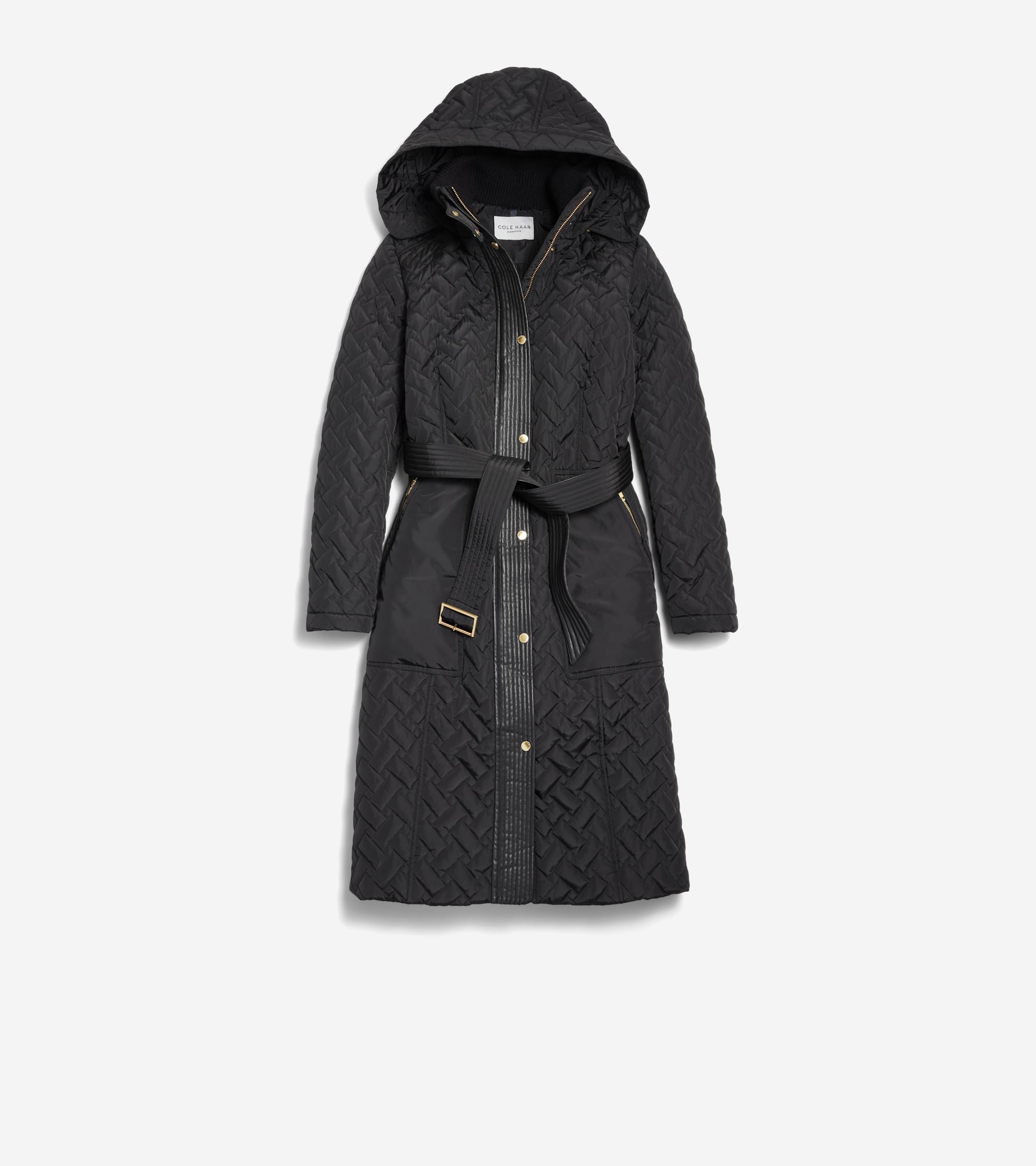 Women's Hooded Long Belted Coat