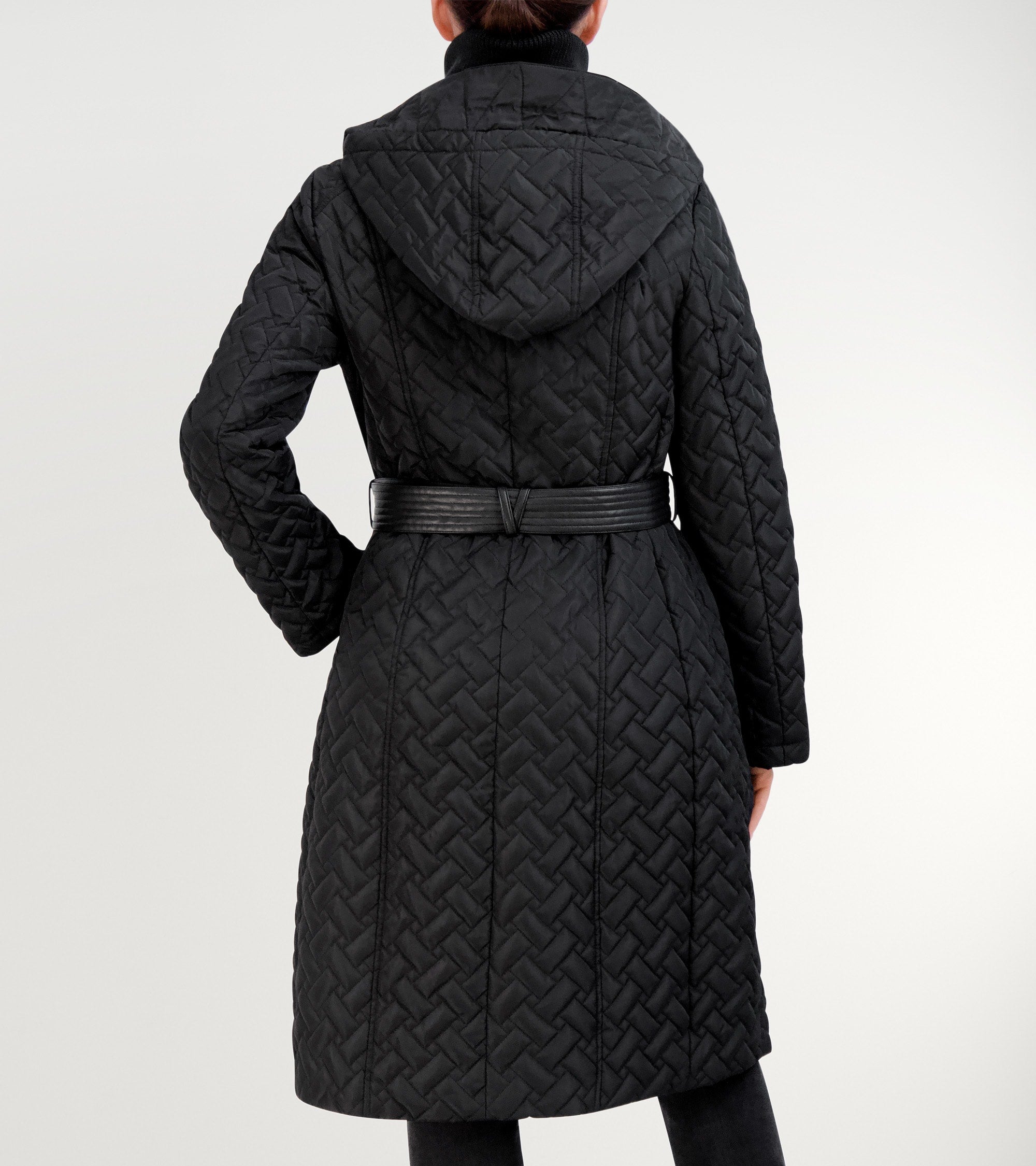 Women's Hooded Long Belted Coat - Image 3